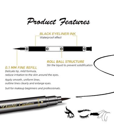LOKFAR Double-headed Liquid Eyeliner Stamp Pen Set - 6 Pcs Waterproof Eyeliner Pencil for Women - Long-Lasting Eye-liner Stencils - Triangle Star Moon Heart Flower Smiley - Buy Online on GoSupps.com