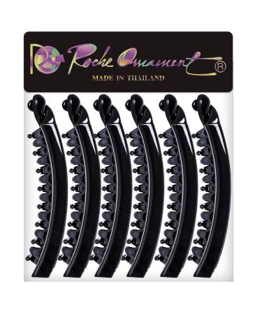 RC Roche 6-Pack Vintage Black Banana Hair Clips - Thick Teeth Holders for Medium Hair - Buy Online on GoSupps.com