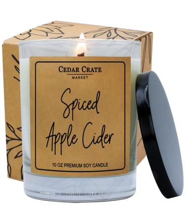 Cedar Crate Market - Spiced Apple Cider Candles for Home - Scented Soy Wax Candles Gifts for Women and Men Aromatherapy Candles - 13.5 oz Clear Jar Made in The USA