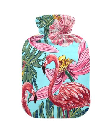 Heat bottles with reference flamingo tropical leaves warm stature for pain relief sports injuries hot water bag water bag 2 liters
