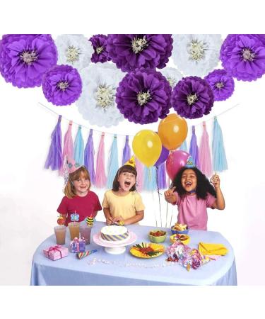 BEISHIDA Lavender Purple White Hanging Tissue Paper Flowers - 12 Pack DIY Wedding Birthday Party Decorations - Buy Online on GoSupps.com
