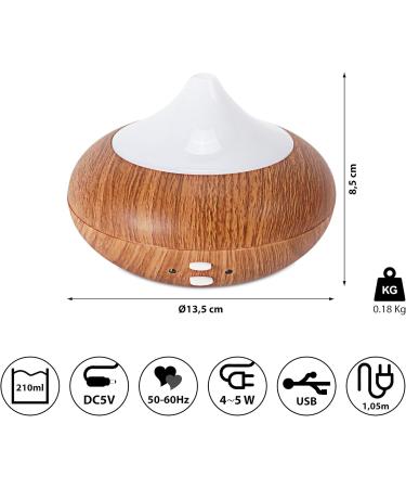 Shop Aroma Diffuser with 7 Color Lighting | Air Humidifier & Aromatherapy Lamp - 210ml Capacity Brown Design - Buy Online on GoSupps.com