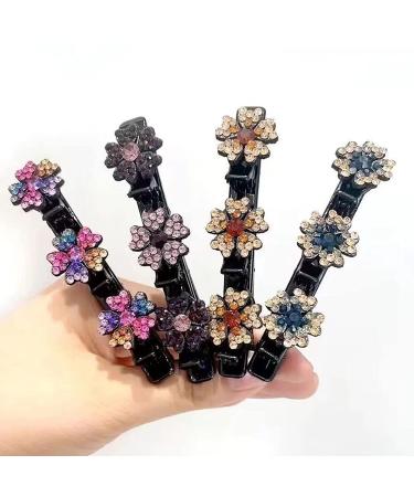 Rsvlte Sparkling Crystal Stone Braided Hair Clips for Women - Plum Blossom-4 PCS - Buy Online on GoSupps.com