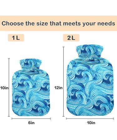 Naanle Watercolor Heat Bottle Ocean Waves Design | 1L Hot Water Bottle for Bed & Therapy | Ideal for Hand & Feet Relief | Convenient Transparent Bag Included - Buy Online on GoSupps.com