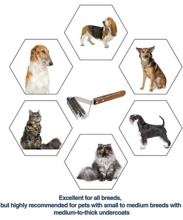 Coat King Dog Dematting Comb Pet Grooming Tool Undercoat Rake Removes Loose Undercoat Knots Mats and Tangled Hair for cats and dogs Stainless Steel with Wooden Handle (Large) - Buy Online on GoSupps.com