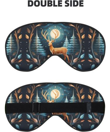 Xmas Gift Deer Print Unisex Eye Mask | Soft Comfort Sleep Shade for Travel Yoga & Shift Work - Buy Online on GoSupps.com