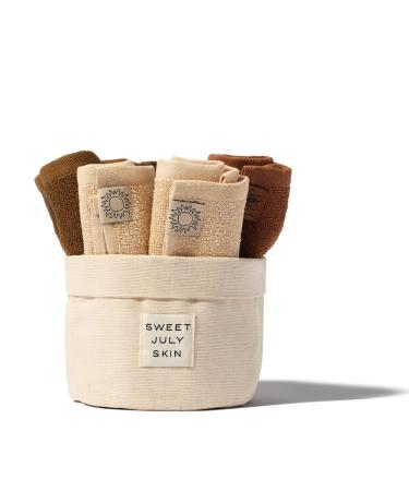 SWEET JULY Skin Face Towel Set Day & Night Makeup Removal 100% Cotton Soft Absorbent Daily Use Pack of 6
