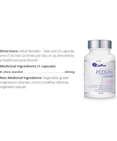 CanPrev PCOS-PRO Inositol (D-Chiro-Inositol)- Ultra Relief 30 Capsules - Supports Normal Ovarian Function - PCOS Support - Aids Glucose Metabolism - Inositol Supplement for Women - Insulin Support - Buy Online on GoSupps.com