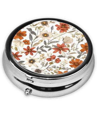 Retro Flower Printed Mini Round Pill Box | 3 Compartment Travel Organizer | Portable Pill Case for Home & Office - Buy Online on GoSupps.com