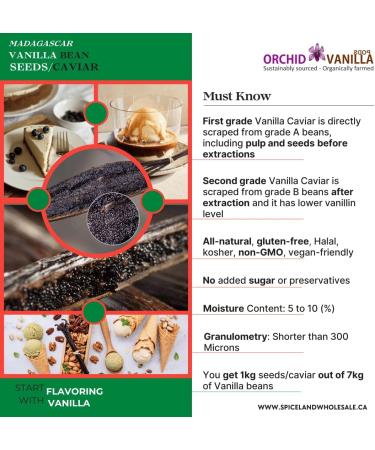 Madagascar Vanilla Bean Seeds/Caviar Gourmet First Grade (1/2 Pound) - Buy Online on GoSupps.com