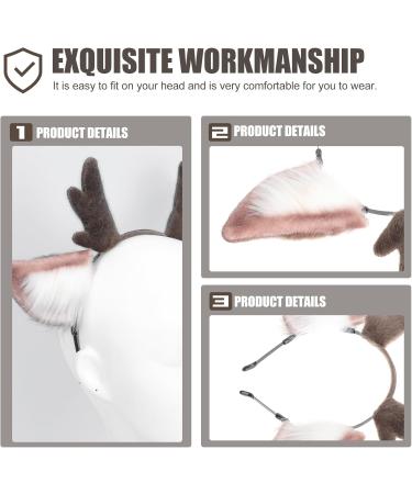 Lurrose Womens Headbands Deer Antlers Headband Hair Hoop: Reindeer Fawn Costume Headband with Ears Animal Ear Headdress Forest Woodland Animal Headpiece Jungle Animals - Buy Online on GoSupps.com