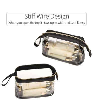Clear Makeup Bags - Small Travel Cosmetic Bag Waterproof Transparent TSA Approved Toiletry Pouch for Women - Black - Buy Online on GoSupps.com