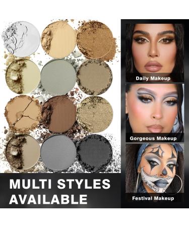 DE LANCI 12 Color Neutral Brown Grey Eyeshadow Palette | Matte & Shimmer | Long-Lasting & Waterproof | Talc-Free for Sensitive Skin - Buy Online on GoSupps.com