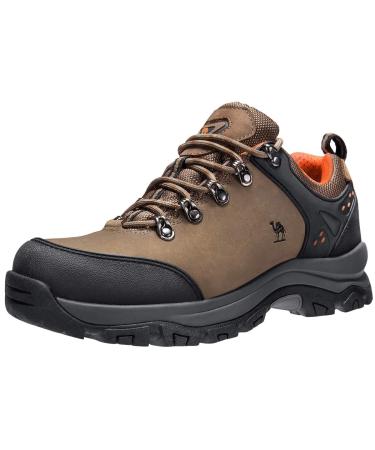 CAMEL CROWN Hiking Shoes Men Trekking Shoe Low Top Outdoor Walking Waterproof Leather Trail Sneakers 8.5 Khaki