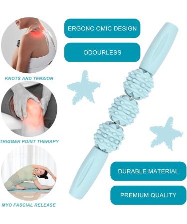 Massage Roller Stick & 3 Massage Balls - 360 Fascia Muscle Roller for Athletes | Handheld Stretching Tool for Legs Back & Shoulders (Blue) - Buy Online on GoSupps.com