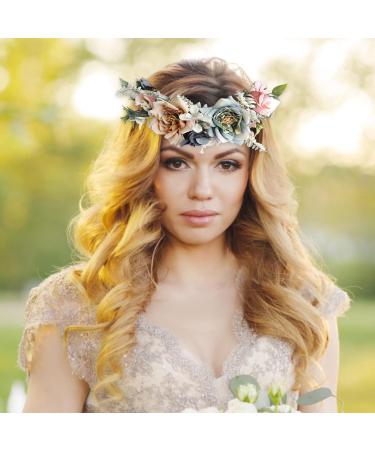 Floral Headband for Women Cute Flower Headband Wreath Retro Artifical Flower Girl Headpiece for Wedding Festivals Photo Props Fashion Headbands - Buy Online on GoSupps.com