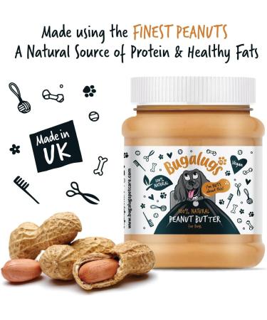 Bugalugs Dog Peanut Butter - 100% Natural Peanut Butter For Dogs & Puppy - Dog Food Toppers For Dog Lick Mats- Protein Treat Paste Free From Palm Oil Wheat & Gluten free & No Sugar or Xylitol - Buy Online on GoSupps.com