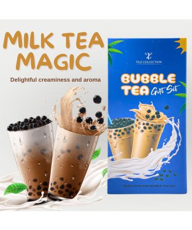 Bubble Tea Kit Gift Set - DIY Boba Tea Set with Tapioca Pearls, Milk Tea Powder, Glass Pint & Steel Straw - Buy Online on GoSupps.com