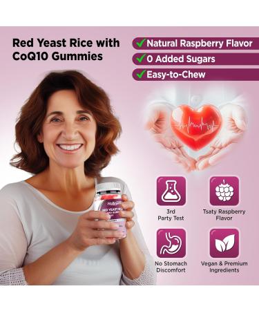 Hollgend Red Yeast Rice with Coq10 Gummies Sugar Free Organic Red Yeast Rice 2400mg for Cholesterol Lowering Supplements Enhanced with Coenzyme Q10 200mg for Heart Health Support 60 Chewables 1 Count (Pack of 60) - Buy Online on GoSupps.com