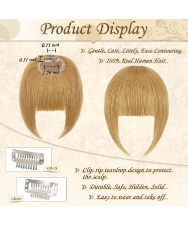 Sofeiyan 100% Remy Human Hair Clip-In Bangs | Natural Warm Blonde Fringe Extensions for Women - Buy Online on GoSupps.com