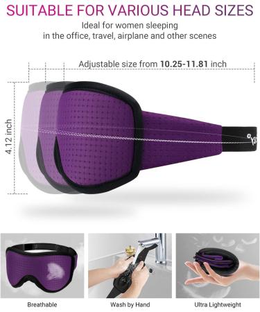 Musicozy 3D Breathable Silk Sleep Mask for Men and Women - Light Blocking Eye Cover for Travel, Office, Nap - Pink & Purple 2 Pack - Buy Online on GoSupps.com