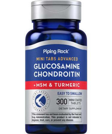 Piping Rock Glucosamine Chondroitin MSM and Turmeric | 300 Tablets | Supplement for Women and Men | Non-GMO Gluten Free