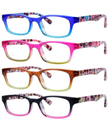 Eyekepper 4 Pack Reading Glasses with Polka Dots Patterned Temples Fashion Readers for Women +1.50 4 Pairs Mix 1.5 x