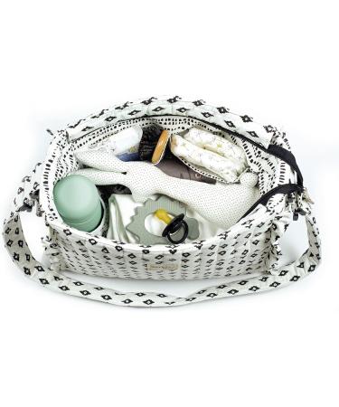 Buy Walking Mum Boho Chic Baby Changing Bag - Stylish White/Black Nappy Bag 32x32x12 cm | International Shipping Available - Buy Online on GoSupps.com