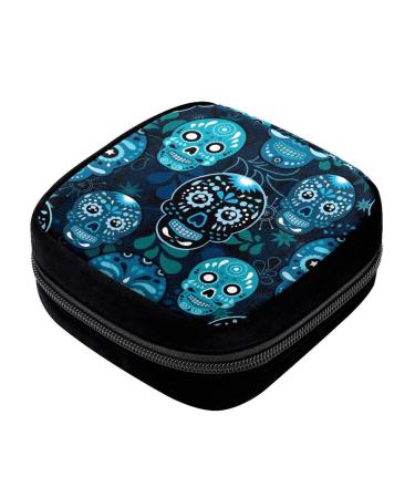 GIAPB Period Bag Sanitary Napkin Storage Bag Pad Holder for Period Makeup Pouch Blue Mexico Sugar Skull Color1994