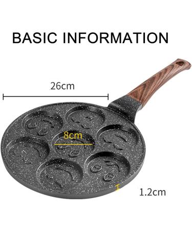 ZPRMMN 7 Holes Egg Frying Pan Multifunction Hamburger Steak Non Stick Pan Cooking Pan Cooking Utensils 7 holes Wooden Handles - Buy Online on GoSupps.com