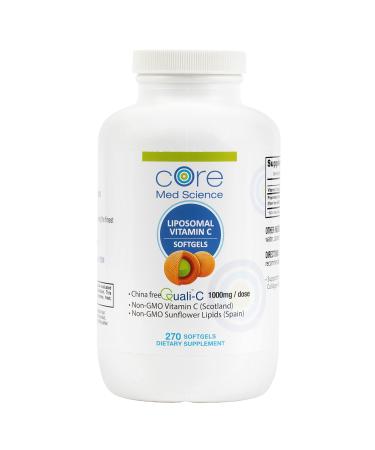 Liposomal Vitamin C by Core Med Science - 1000mg - 270 Softgels - Quali-C - Vitamin C Supplement - Made in USA 270 Count (Pack of 1)