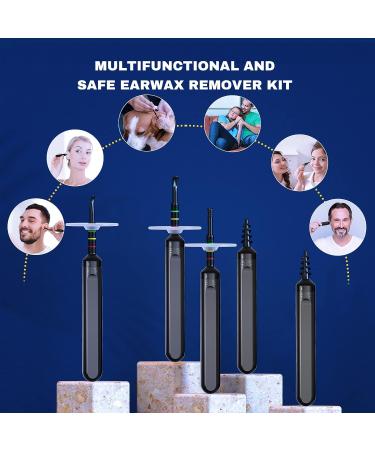 Smile-Aid Ear Wax Removal Kit with Barrier Plate Design - 5 Silicone Heads for Safe Ear Cleaning - For Kids and Adults - Dry and Wet Ear Canal - Black - Buy Online on GoSupps.com