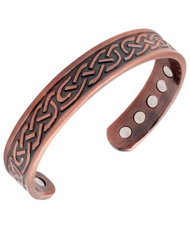 Heavyweight Large Copper Celtic Magnetic Cuff Bracelet for Men, with 10 Magnets