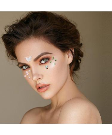 Buy 4 Sheets of Self-Adhesive Face Gems - Acrylic Crystal Rhinestones for Halloween & Festival Nail Art | 7 Unique Styles | International Shipping - Buy Online on GoSupps.com