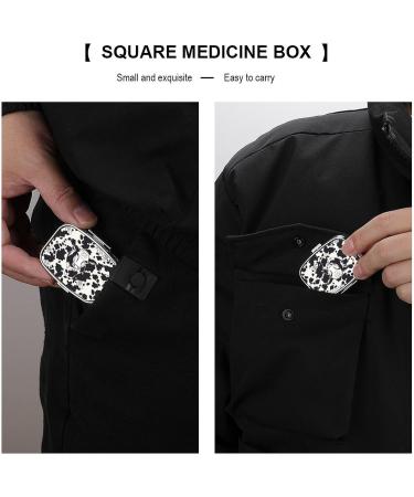 Black and White Cow Print Pill Box | 2 Compartment Portable Medicine Organizer | Stylish Metal Pill Case for Pocket or Purse - Buy Online on GoSupps.com