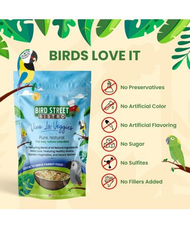 Bird Street - Parrot Food - Parakeet Food - Cockatiel Food - Cooks in 3-15 min w/ Natural & Organic Grains - Legumes - Non-GMO Fruits, Vegetables, & Health Orientated Spices  - 14 OZ - Buy Online on GoSupps.com