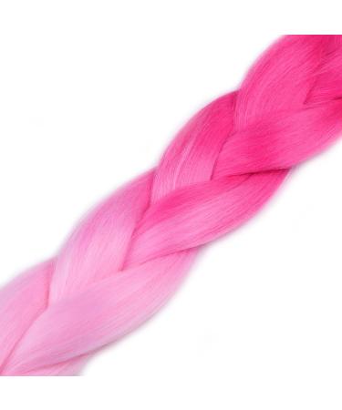 Ombre Braiding Hair Pink/Light Pink 3pcs Jumbo Extension 24 Inch for Box Braids & Twists | Hot Water Seal, Real Soft - Buy Online on GoSupps.com