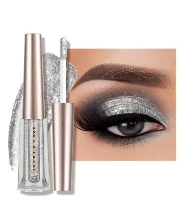 Anglicolor Eyeshadow Glitter Eyeshadow Shimmer Eye Shadow Liquid Eyeshadow Glitter Liquid Eye Shadow Sparkling Eye Makeup Tool Best Gift For Women Girls (07#Silver)