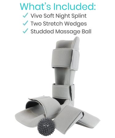 Vive Plantar Fasciitis Night Splint + Spike Ball - Leg Brace Support for Orthopedic Sleeping - Large Size 8.5-11 Men, 10-12 Women - Gray - Pack of 1 - Buy Online on GoSupps.com