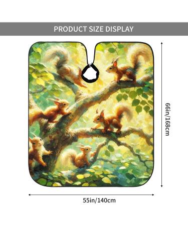 Augenstern 55x66 Inch Adult Barber Cape - Squirrel on Tree Oil Painting Haircut Cape with Snap Closure - International Shipping Available - Buy Online on GoSupps.com