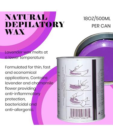 Sharonelle Soft Wax All Purpose Hair Removal Natural Depilatory Canned Wax for Sensitive Skin Canada-Made Melting Wax in Black color Canned Package (24PC Lavender) 500 ml (Pack of 24) Lavender - Buy Online on GoSupps.com