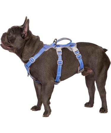 Huntboo Dog harness Breaking -safe panic crockery dog reflective belt with padded handle breathable adjustable vest for large dogs that go for a walk and run (Vista blue l) Vista blue (pack with 1)
