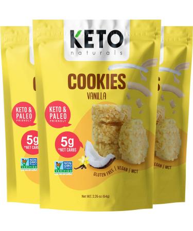 Coconut Macaroon Cookies with MCTs - Keto Cookies Vanilla Smart Sweets, Low Carb Keto Snack Bites, Paleo Atkins diet friendly treats, Vegan Low Sugar Gluten free Dessert by Keto Naturals