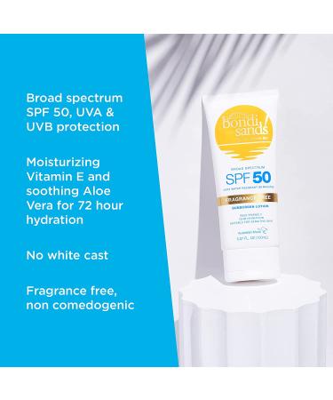 Bondi Sands SPF 50 Fragrance-Free Sunscreen Body Lotion | Hydrating Broad Spectrum Protection | Sheer & Water Resistant | Reef Friendly* | 5.07 Oz/150 mL - Buy Online on GoSupps.com