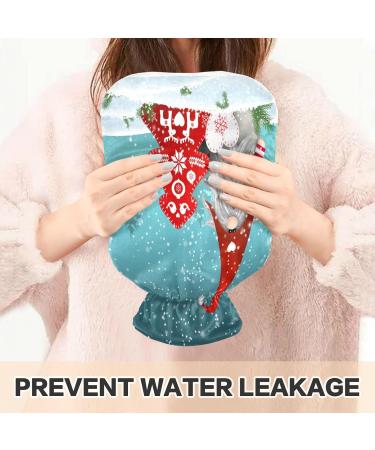 Santa Claus Dwarf Hot Water Bottle with Cover - 1L Heating Bottle for Pain Relief & Cramps | Cozy Snowflake Design - Buy Online on GoSupps.com
