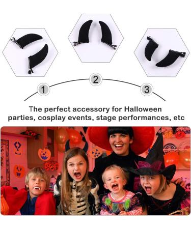 Lurrose 8 Pieces Halloween Cosplay Devil Horn Hair Clips - Funny Black Headwear for Parties - Buy Online on GoSupps.com
