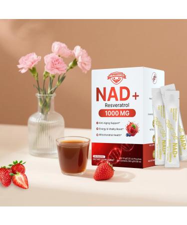 Healliance NAD+ Liquid Supplement 1000mg - with Resveratrol Nicotinamide Riboside & PQQ Supports Cellular Energy & Healthy Aging for Women & Men (30 Packets) - Buy Online on GoSupps.com
