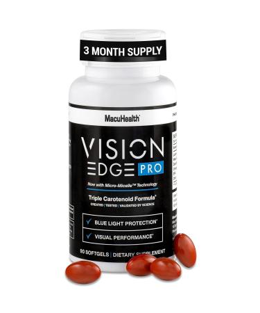 Eye Supplement for Athletes Formula with Lutein Zeaxanthin and Meso-Zeaxanthin Eye Supplements Omega 3 Essential Carotenoids for Eyes - (90 Softgels 3 Month Supply) Vision Edge Pro 90ct