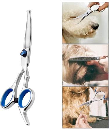 Dog Grooming Scissors Grooming Products for Dogs Pets Beauty Tool UK Accessories for Cleaning Puppy or Cat or Horse Face Professional Trimming Supplies Metal Curved Hair Rounded Top Thinning Shears - Buy Online on GoSupps.com