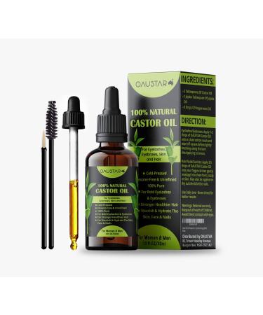 Castor Oil-Cold Pressed For Hair Growth Bold Eyelashes & Eyebrows Moisturizes Skin Nails & Cuticles. Anti-Aging (30ml)